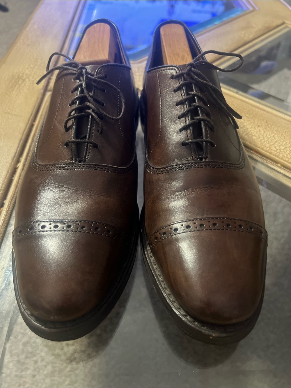 Brooks Brothers Classic Men's Brown Cap-Toe Leather Oxfords Shoes Men 9.5B